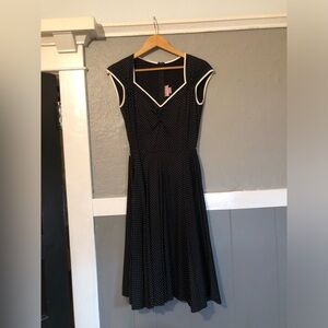 Pinup Couture | Pinup Girl Clothing Heidi Dress Black White Dot | Preowned Small